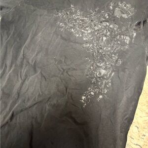 Express Black Graphic Embroidered Floral Tee